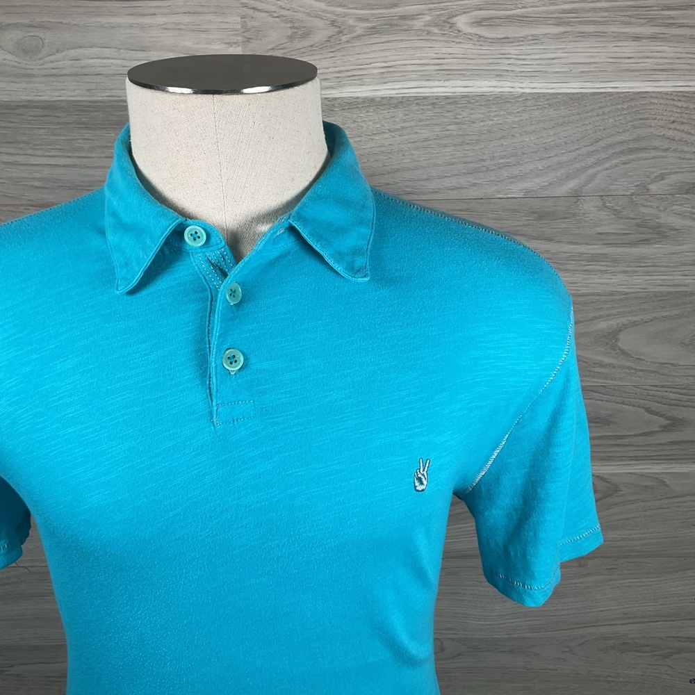 John Varvatos Peace Sign Logo 100% Cotton 3-Button Contrast Stitch Polo